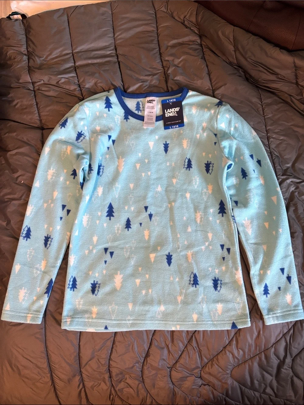 Lands' End Youth Fleece Pajama 2 Piece Set Large 14/16 Like New